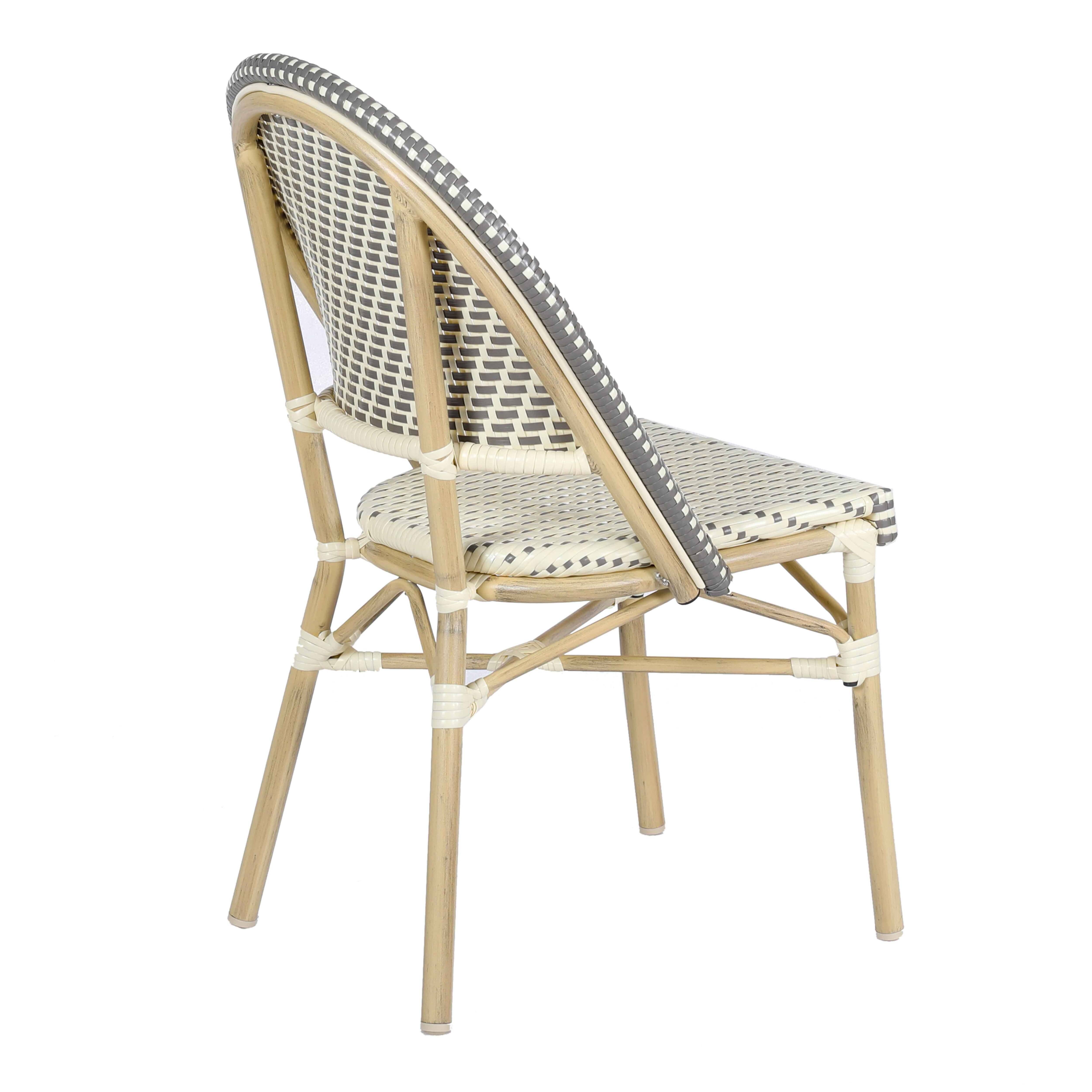 Oviala - Chaise de terrasse bistrot parisien en aluminium et rotin gris Marais - Oviala - Imagen 3