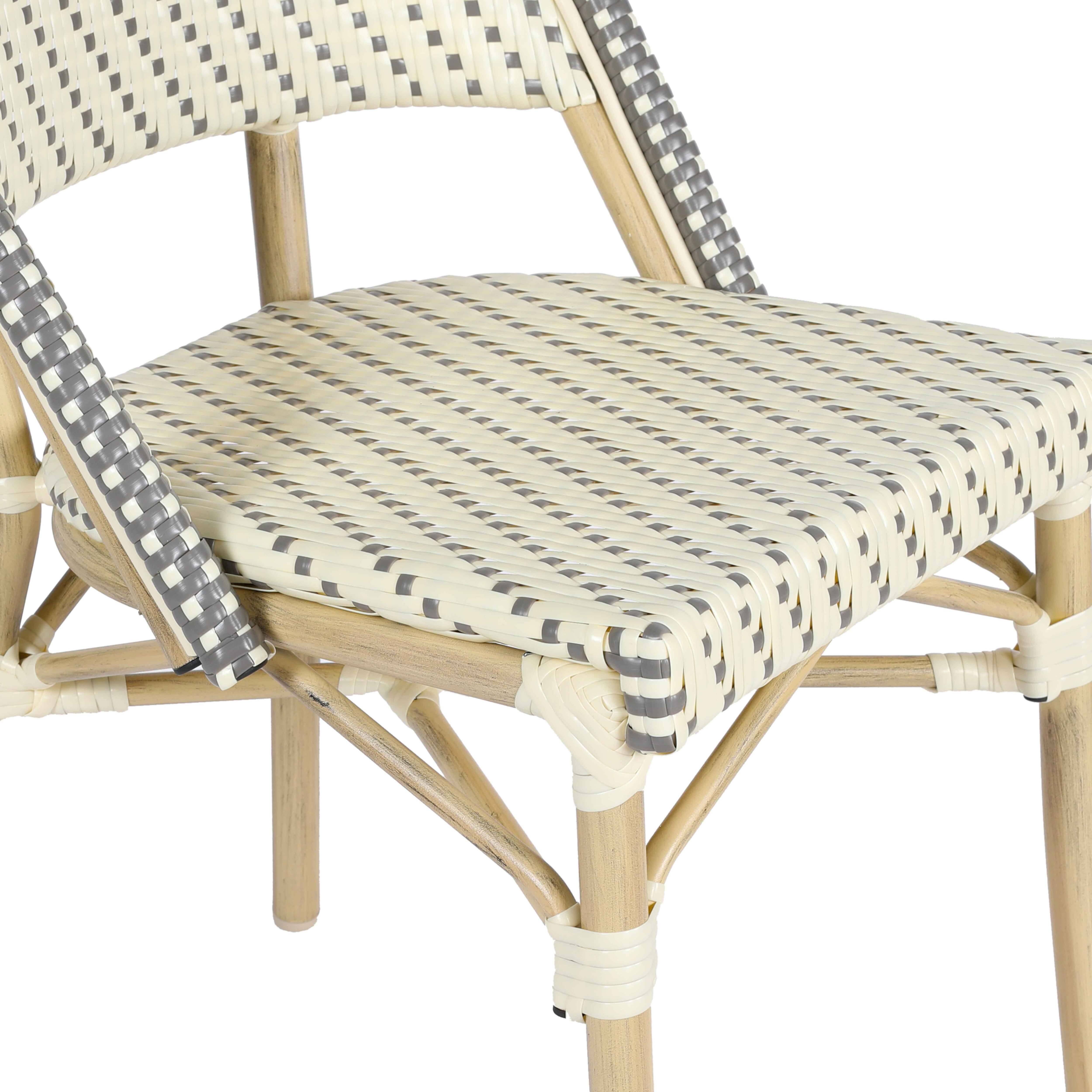 Oviala - Chaise de terrasse bistrot parisien en aluminium et rotin gris Marais - Oviala - Imagen 5