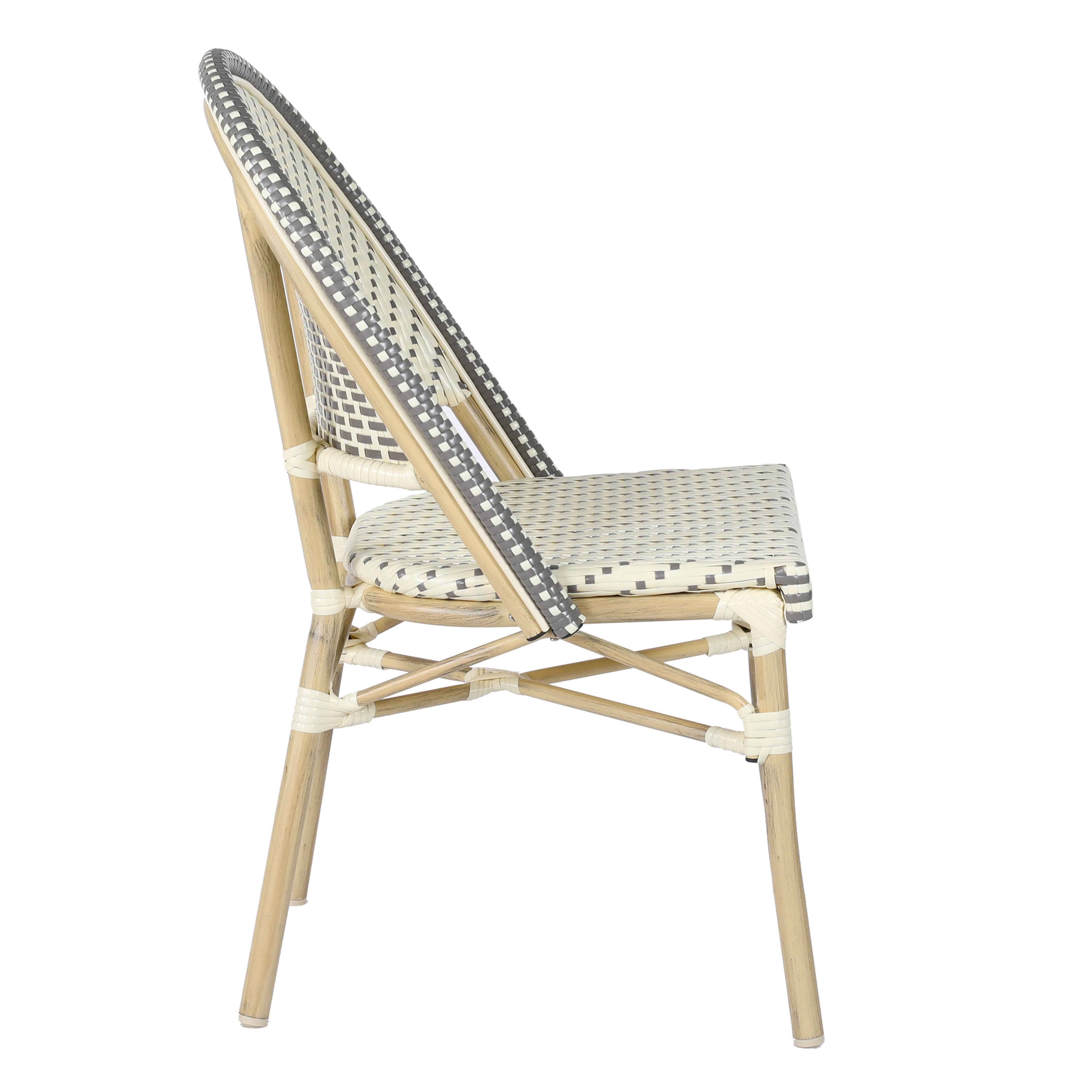 Oviala - Chaise de terrasse bistrot parisien en aluminium et rotin gris Marais - Oviala - Imagen 2