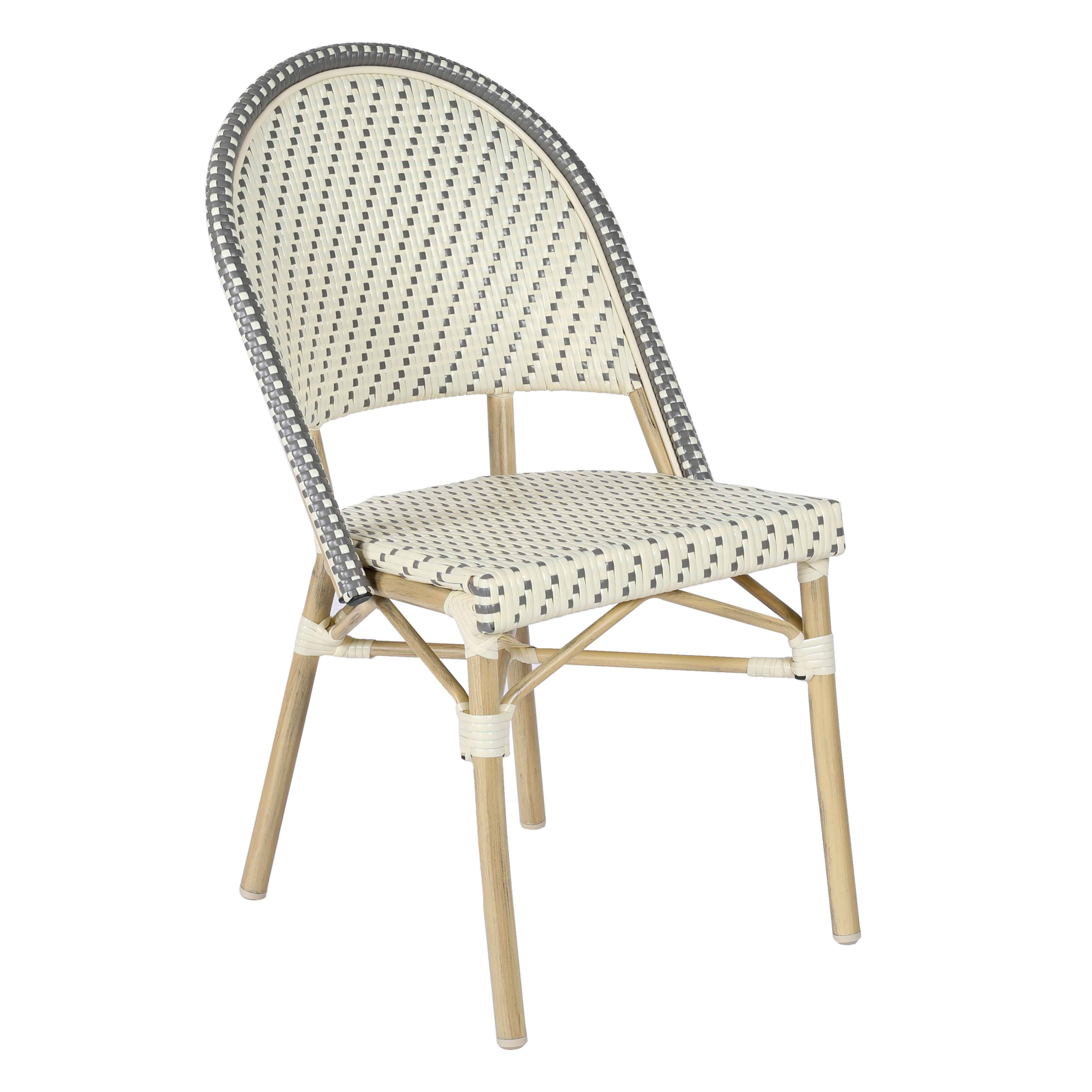 Oviala - Chaise de terrasse bistrot parisien en aluminium et rotin gris Marais - Oviala - Imagen 1