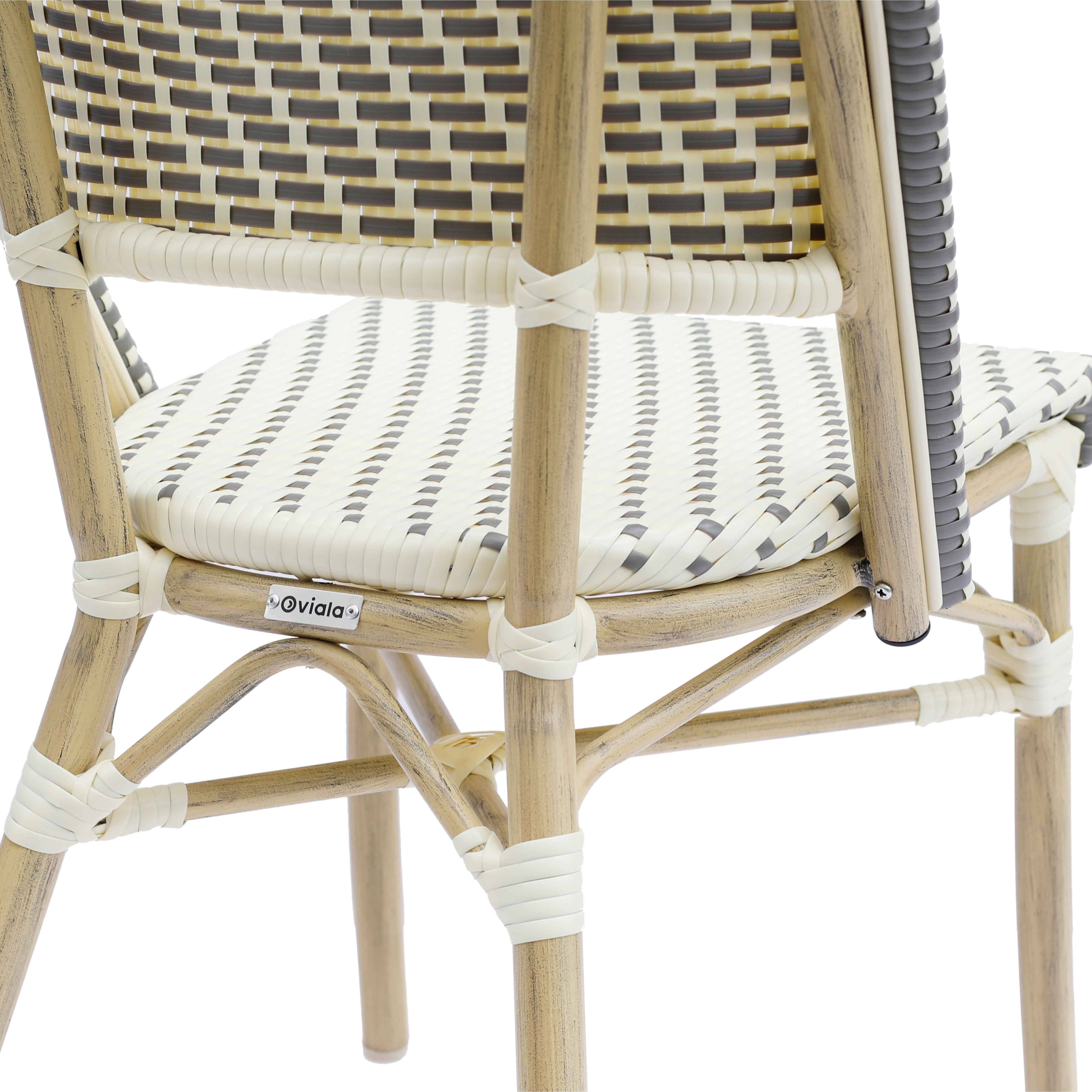 Oviala - Chaise de terrasse bistrot parisien en aluminium et rotin gris Marais - Oviala - Imagen 6