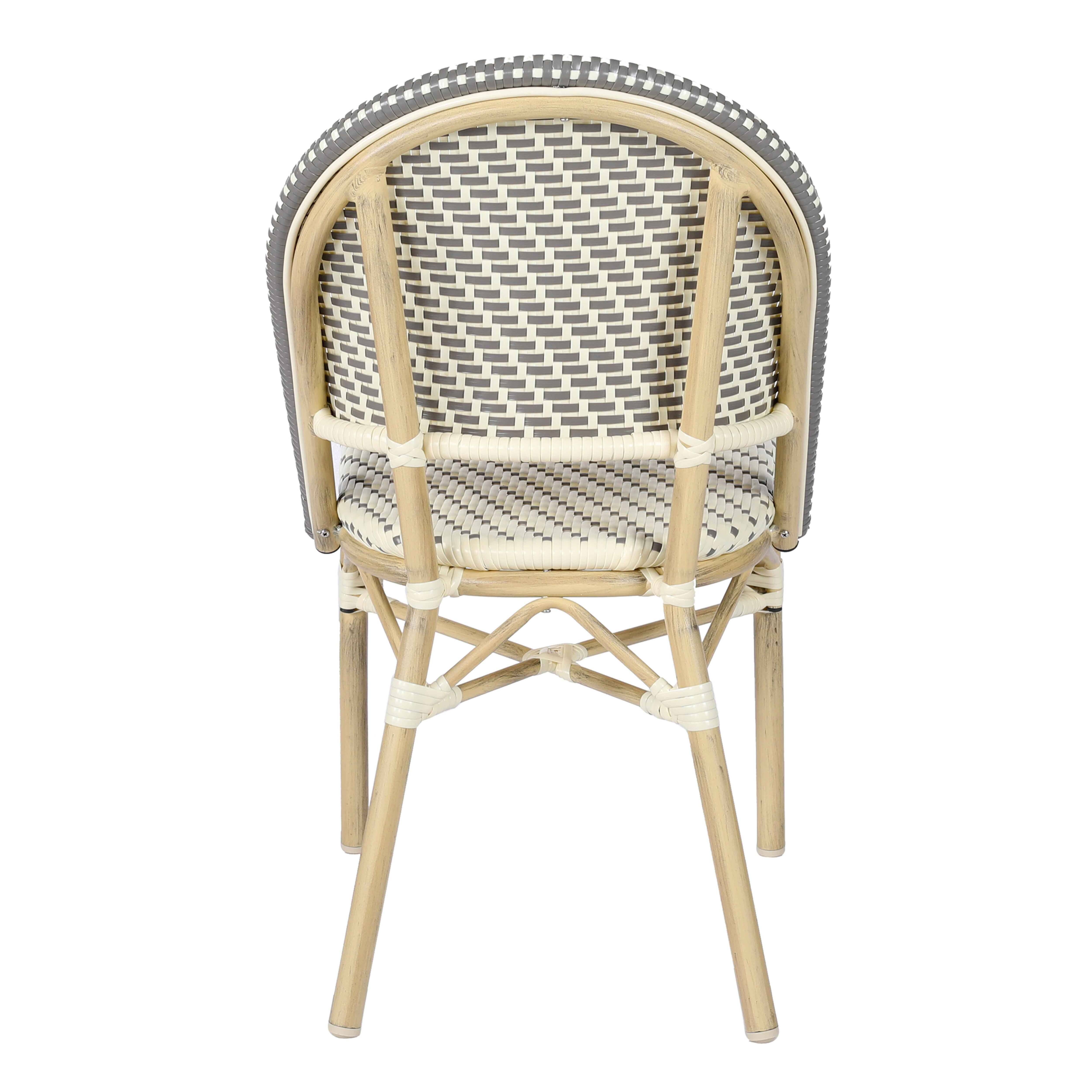 Oviala - Chaise de terrasse bistrot parisien en aluminium et rotin gris Marais - Oviala - Imagen 4