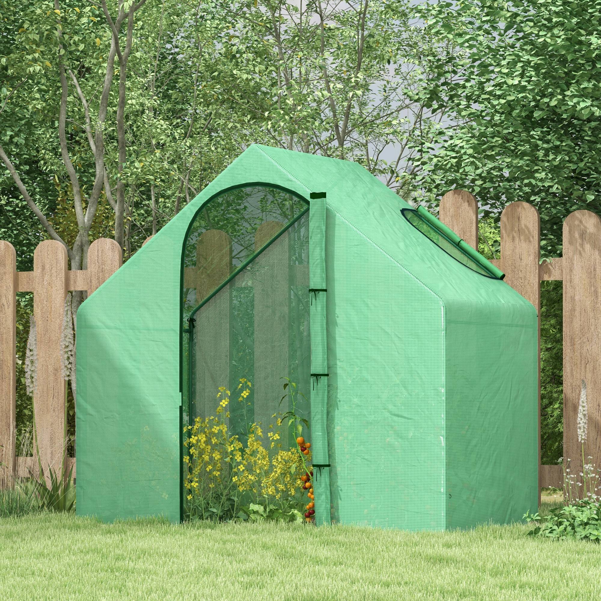 Serre de jardin haute acier et plastique culture tomates aération optimale 1,8x1x1,6m vert - ComfortXL Outdoor Living - Image 4