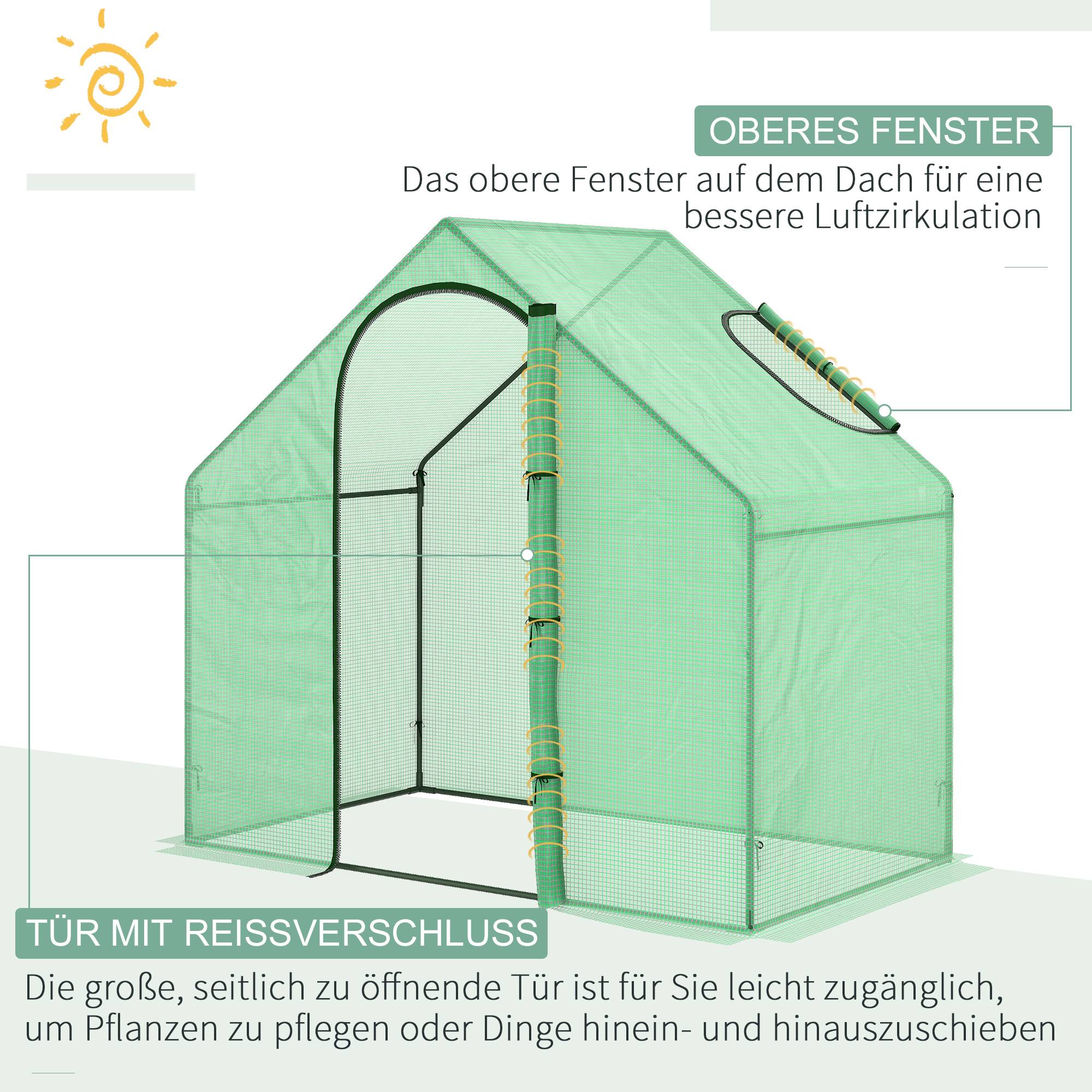 Serre de jardin haute acier et plastique culture tomates aération optimale 1,8x1x1,6m vert - ComfortXL Outdoor Living - Image 6