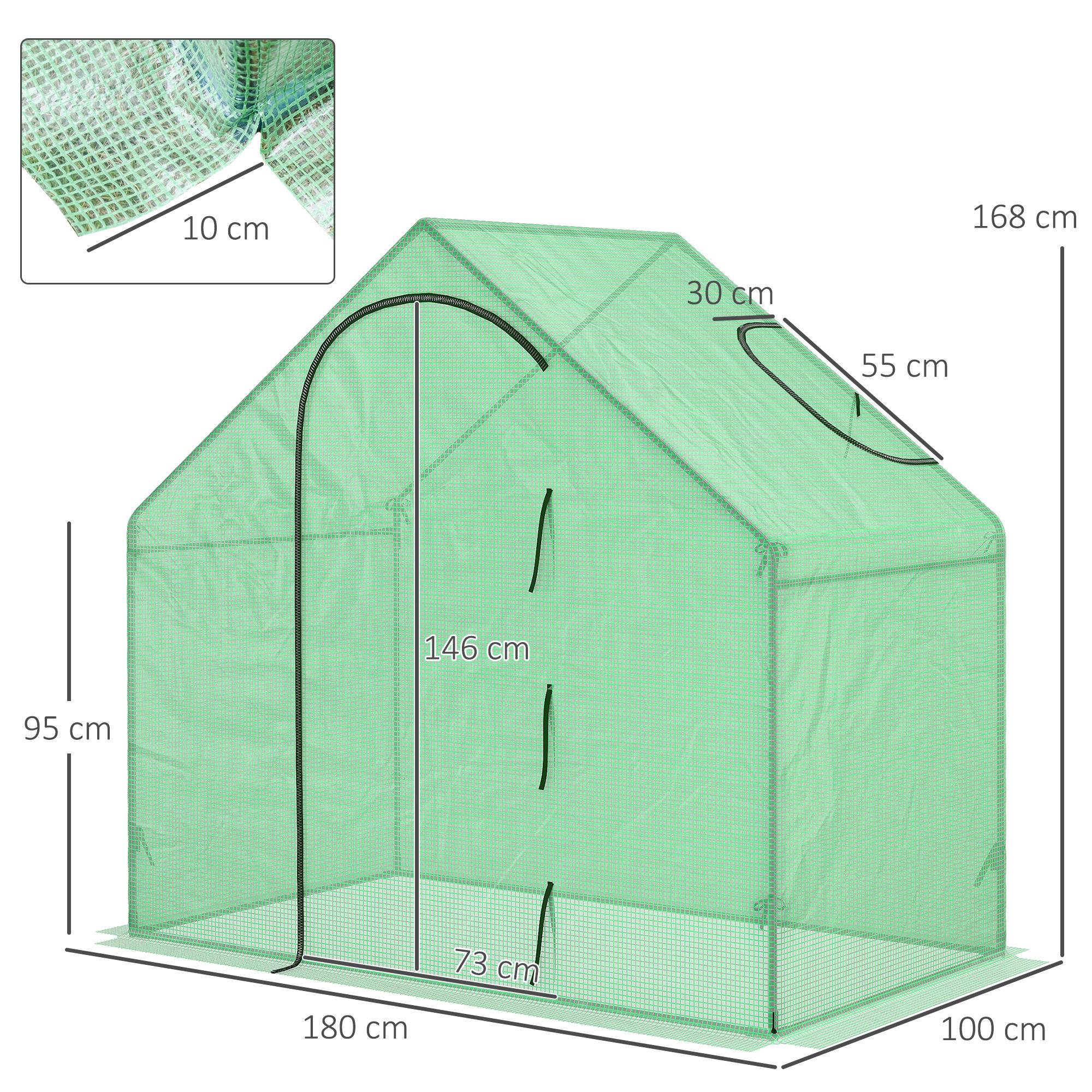 Serre de jardin haute acier et plastique culture tomates aération optimale 1,8x1x1,6m vert - ComfortXL Outdoor Living - Image 5