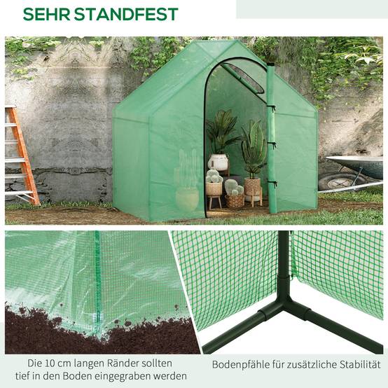 Serre de jardin haute acier et plastique culture tomates aération optimale 1,8x1x1,6m vert - ComfortXL Outdoor Living - Image 8