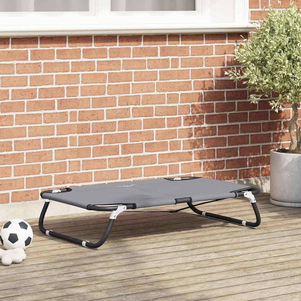 Lit de camp pliable pour chien en tissu Oxford et acier pour voyage Gris M – ComfortXL Pet Living - Image 1