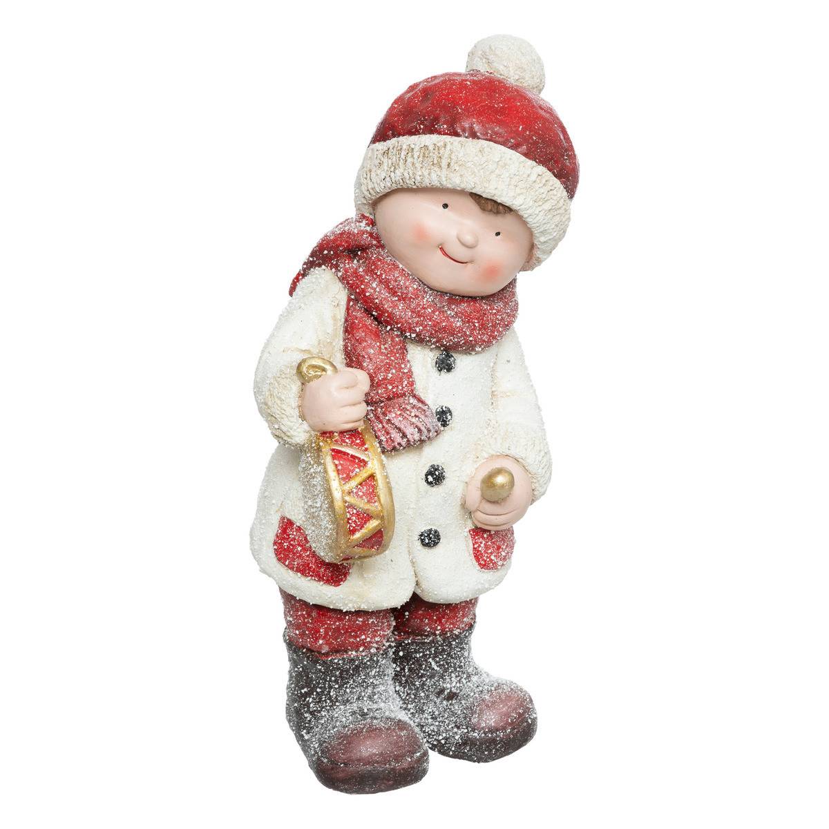 Fééric Lights & Christmas - Déco de Noël Garçon musicien en Hiver effet givré H 42 cm