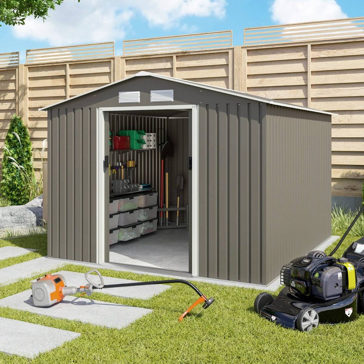Trigano Jardin - Abri de jardin métal 7,30 m2 + kit d'ancrage - Image 1
