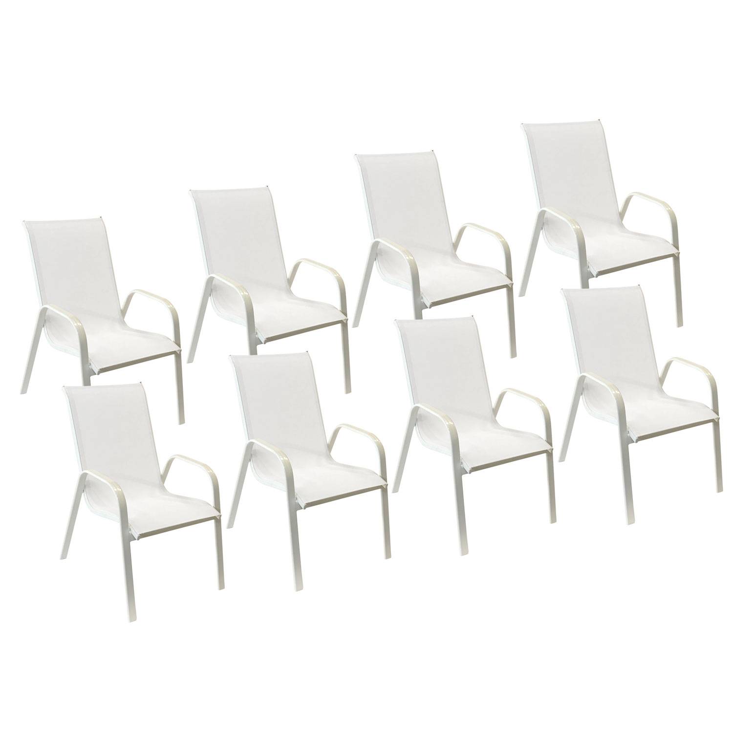 Happy Garden - Lot de 8 chaises MARBELLA en textilène blanc - aluminium blanc - HAPPY GARDEN - Imagen 1