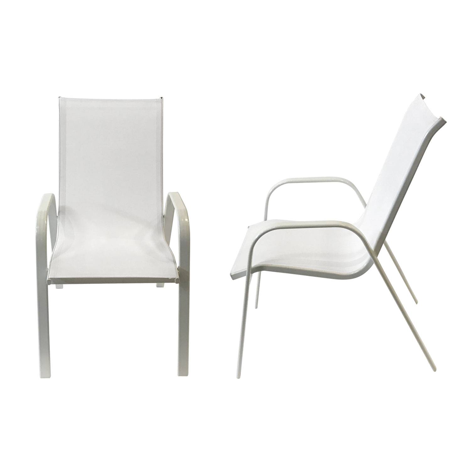 Happy Garden - Lot de 8 chaises MARBELLA en textilène blanc - aluminium blanc - HAPPY GARDEN - Imagen 3