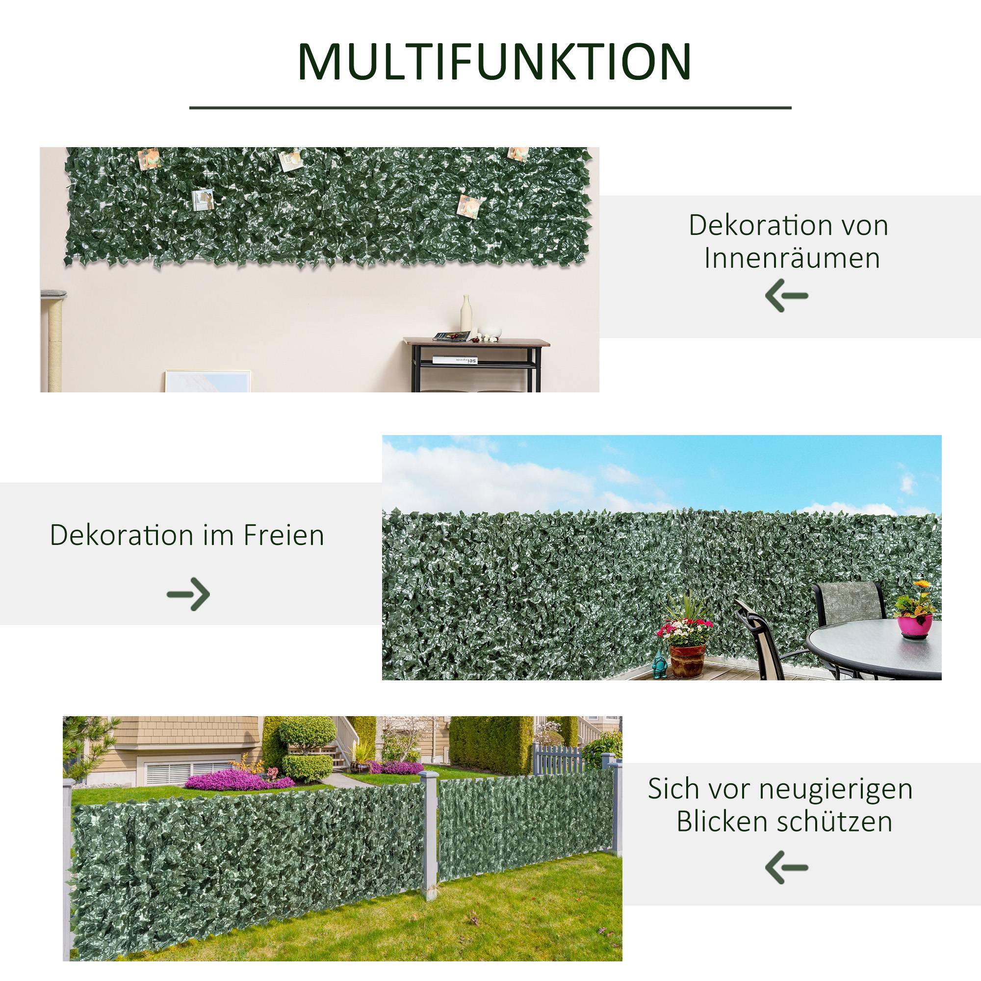 ComfortXL - Haie artificielle PE vert foncé 240 x 100 cm balcon terrasse jardin brise-vue décoratif résistant aux UV - Image 5
