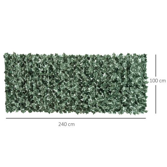 ComfortXL - Haie artificielle PE vert foncé 240 x 100 cm balcon terrasse jardin brise-vue décoratif résistant aux UV - Image 3