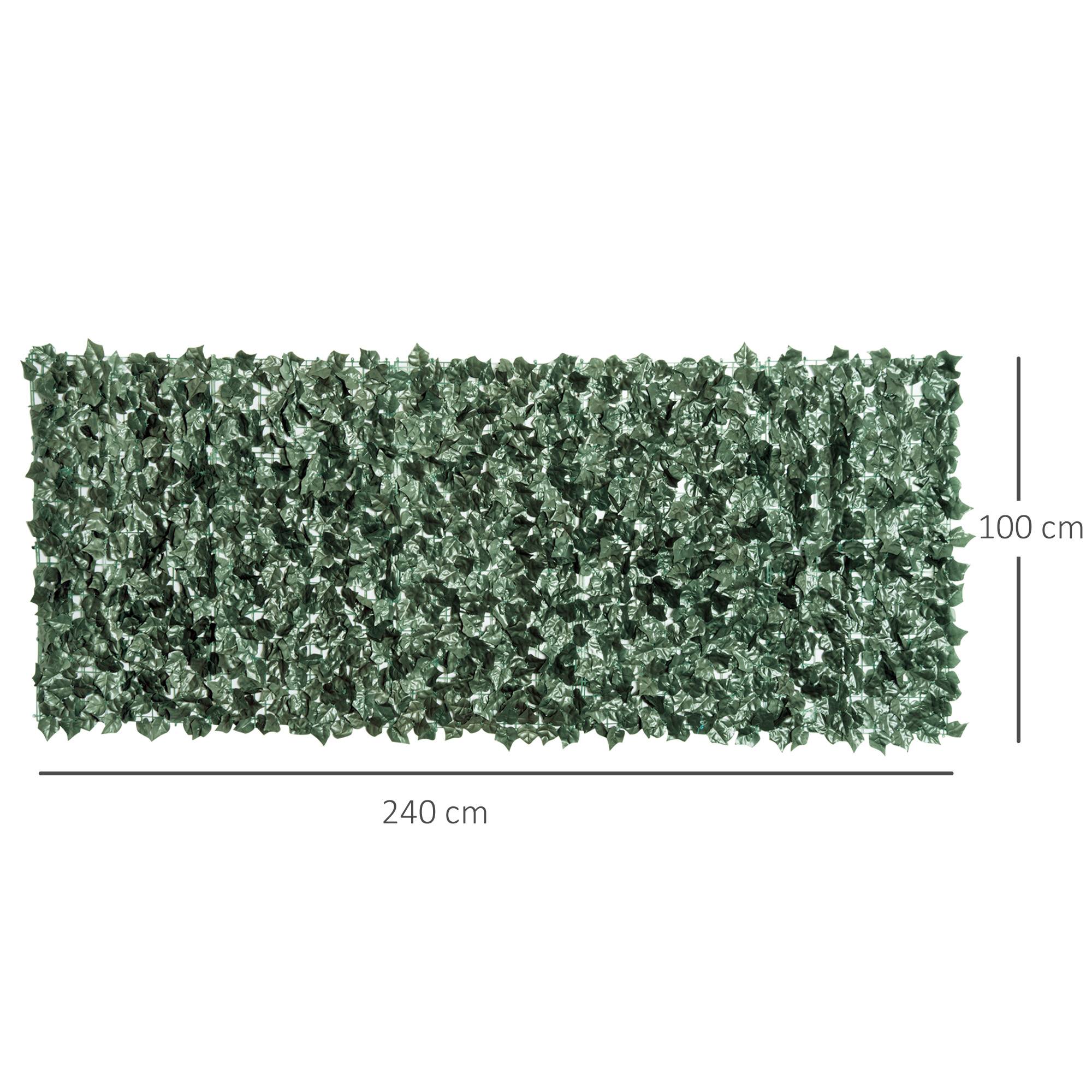 ComfortXL - Haie artificielle PE vert foncé 240 x 100 cm balcon terrasse jardin brise-vue décoratif résistant aux UV - Image 3
