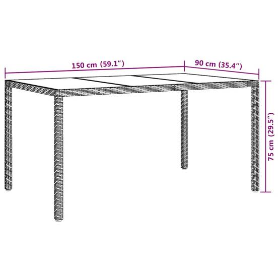 Table de jardin polyrotin noir 150 x 90 x 75 cm - PANGIVO - Image 7