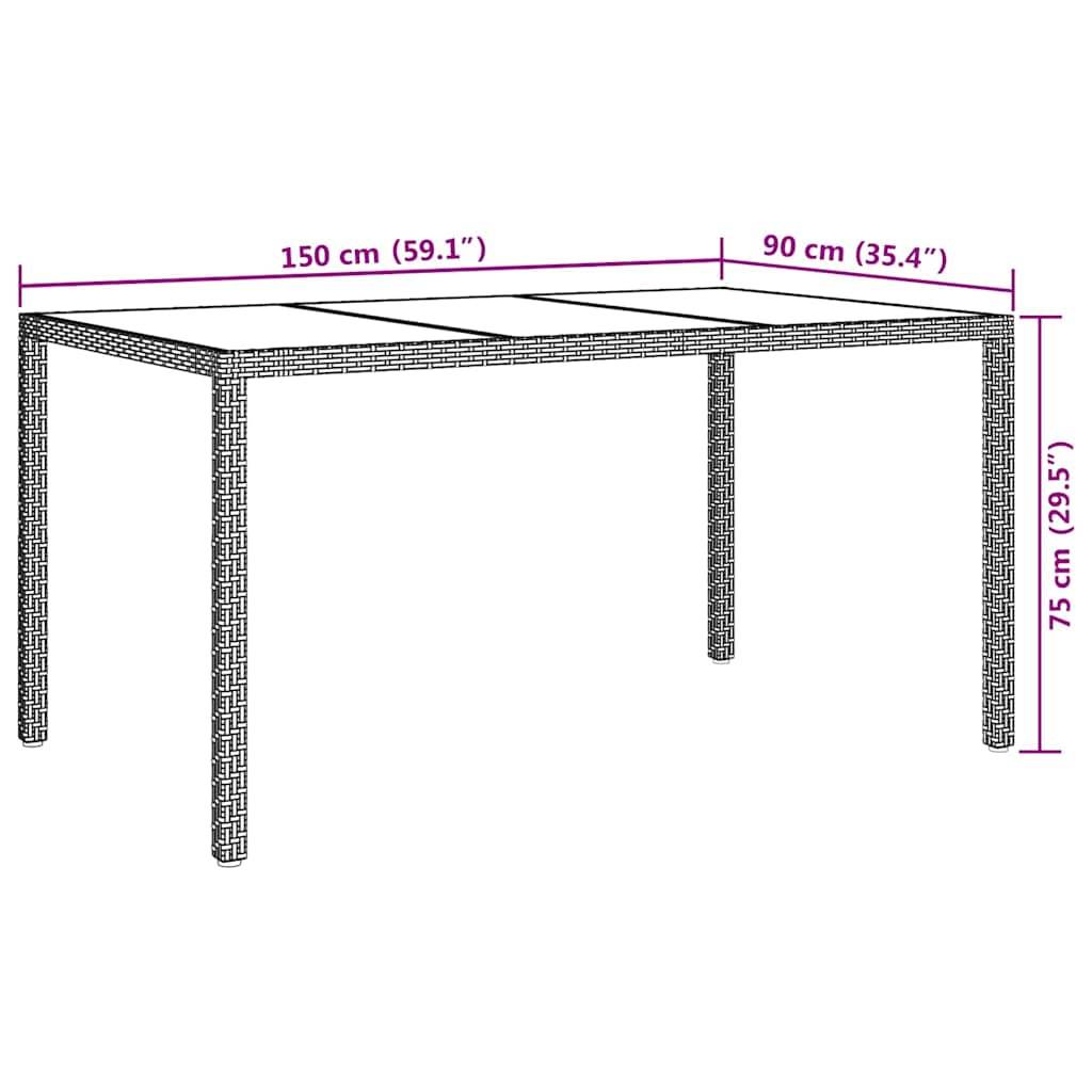 Table de jardin polyrotin noir 150 x 90 x 75 cm - PANGIVO - Image 7