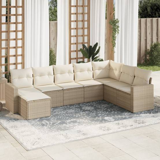 Salon de jardin bas modulable 8 places résine tressée pour détente en extérieur Beige – ComfortXL Outdoor Living - Imagen 1