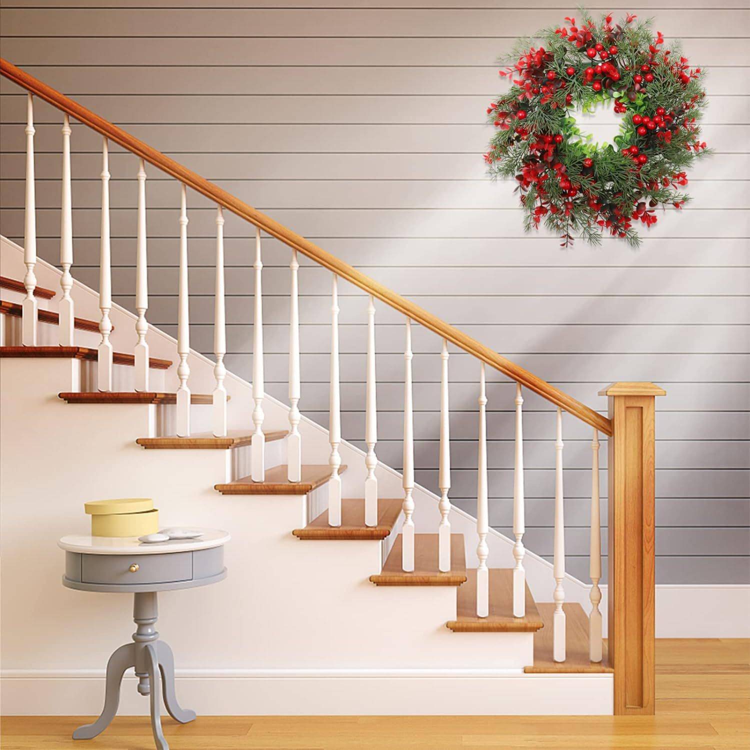 Couronne de Noël artificielle en forme de goutte d'eau pour porte d'entrée – 63 cm – Couronne d'hiver à suspendre pour décoration de table et de porte de Noël (A