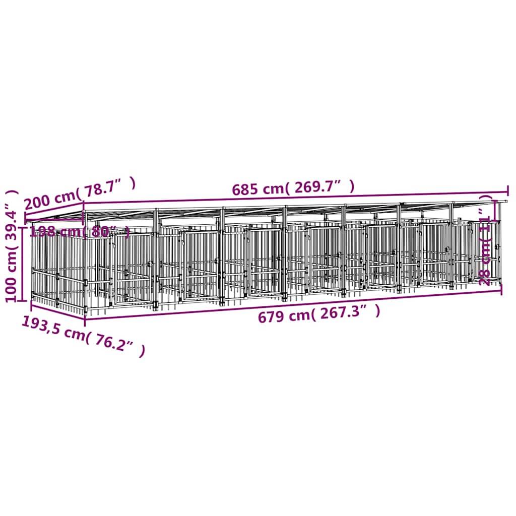 Vidaxl - Chenil d'extérieur avec toit pour chiens Acier 13,14 m² vidaXL 3124594 - Imagen 8