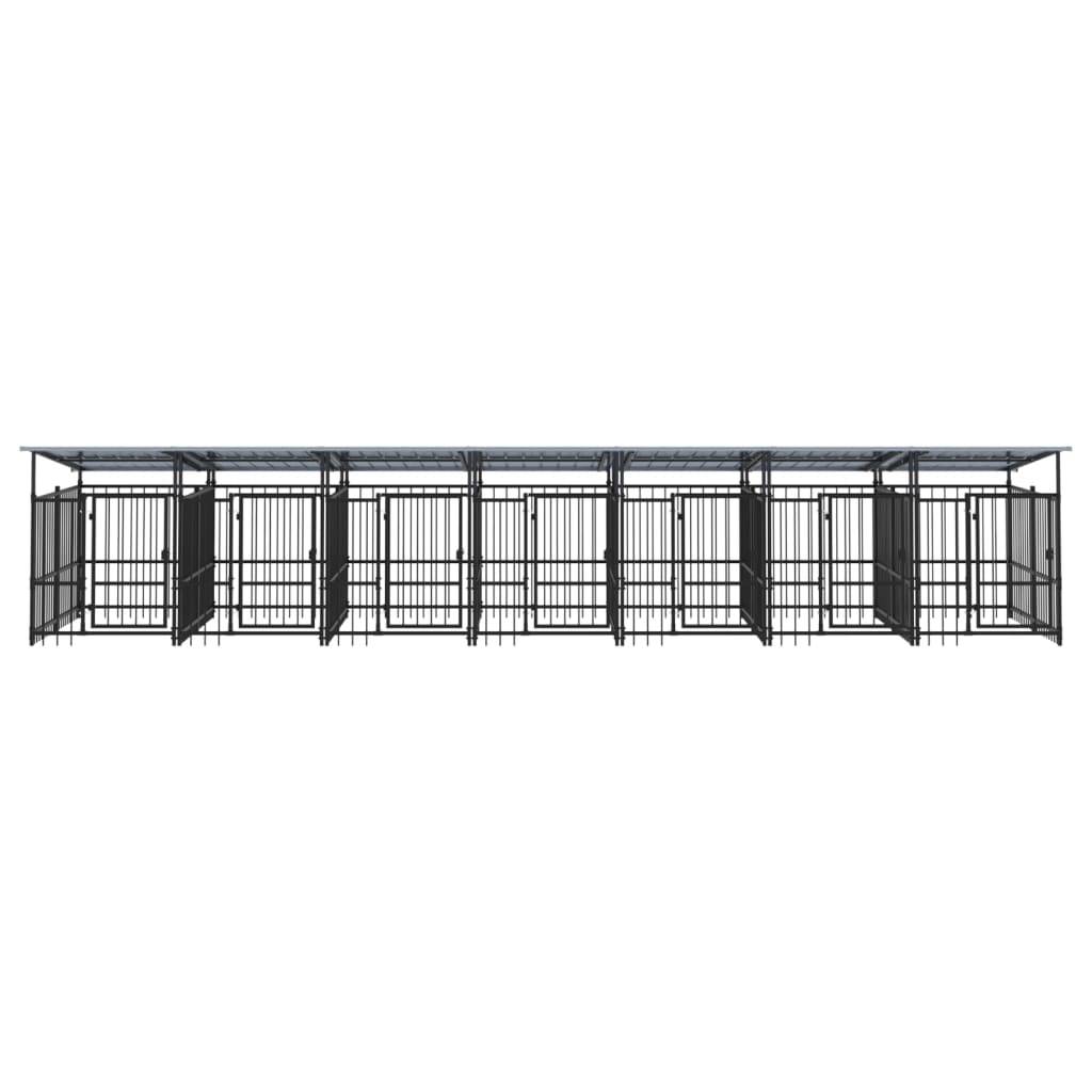 Vidaxl - Chenil d'extérieur avec toit pour chiens Acier 13,14 m² vidaXL 3124594 - Imagen 9