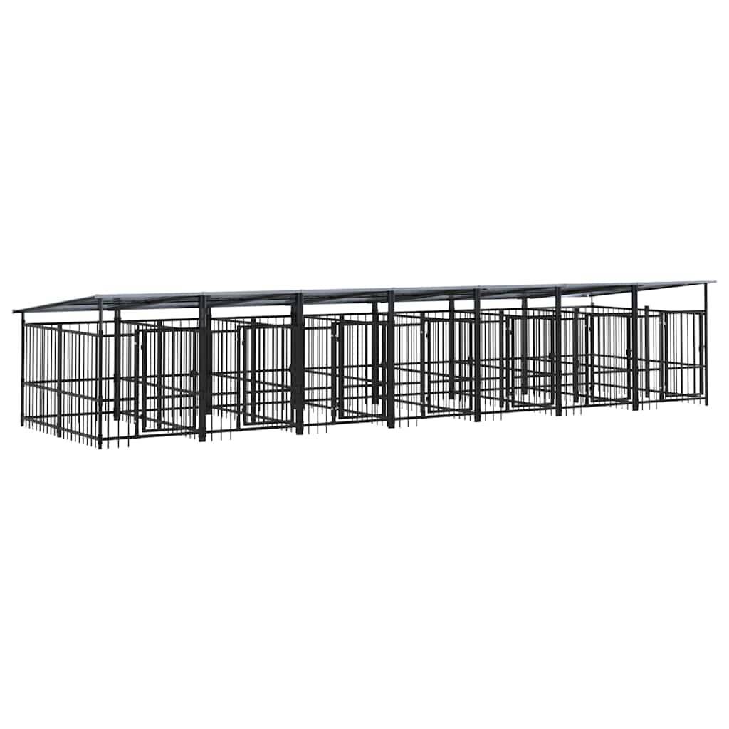 Vidaxl - Chenil d'extérieur avec toit pour chiens Acier 13,14 m² vidaXL 3124594 - Imagen 2