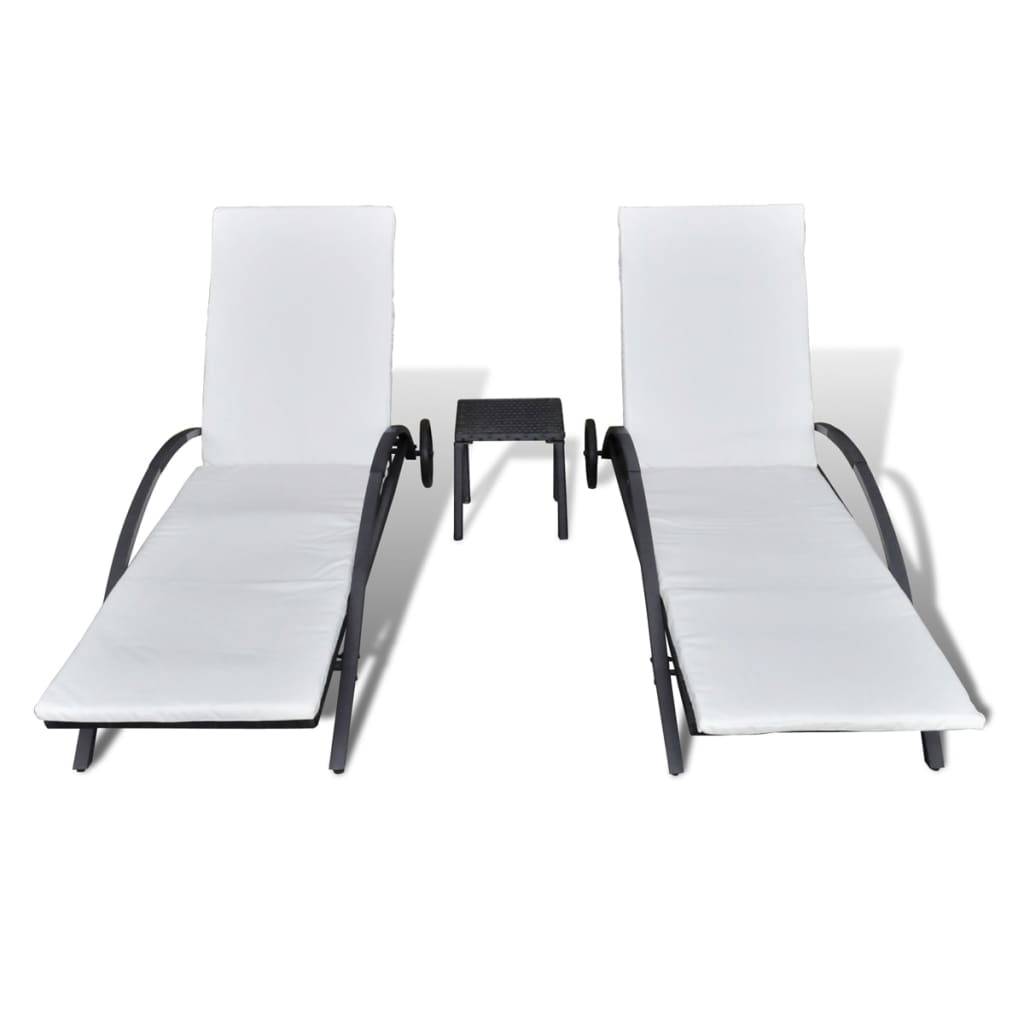 Vidaxl - Chaises longues avec table Résine tressée Noir vidaXL 42491 - Imagen 4