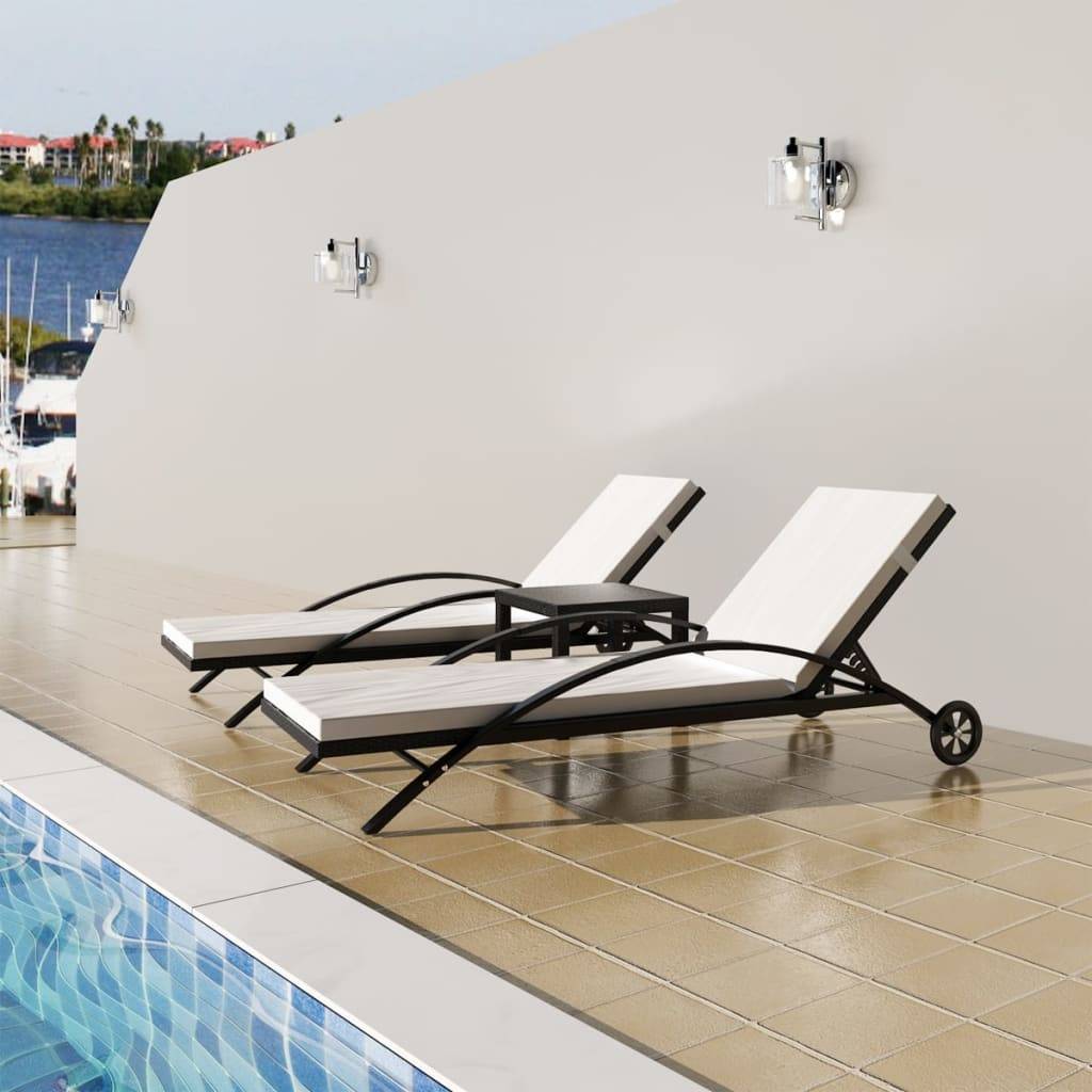 Vidaxl - Chaises longues avec table Résine tressée Noir vidaXL 42491 - Imagen 1