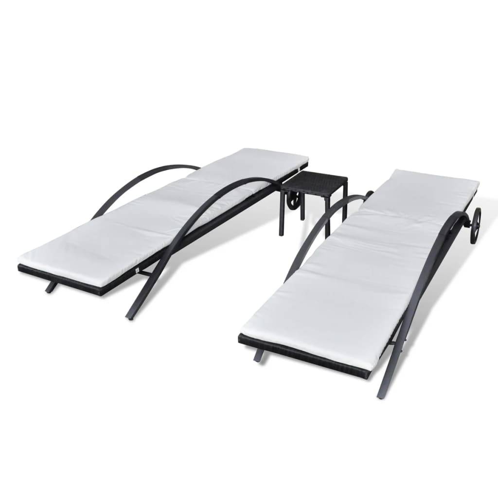 Vidaxl - Chaises longues avec table Résine tressée Noir vidaXL 42491 - Imagen 5
