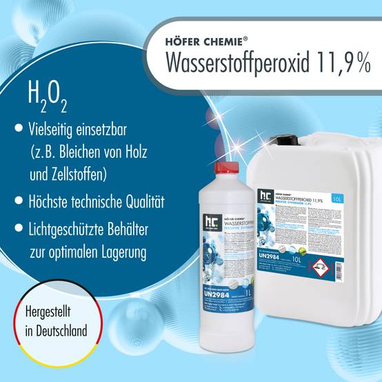 Péroxyde d'hydrogène 11,9 % Höfer Chemie® en bouteille de 1 L x 6 - Image 2