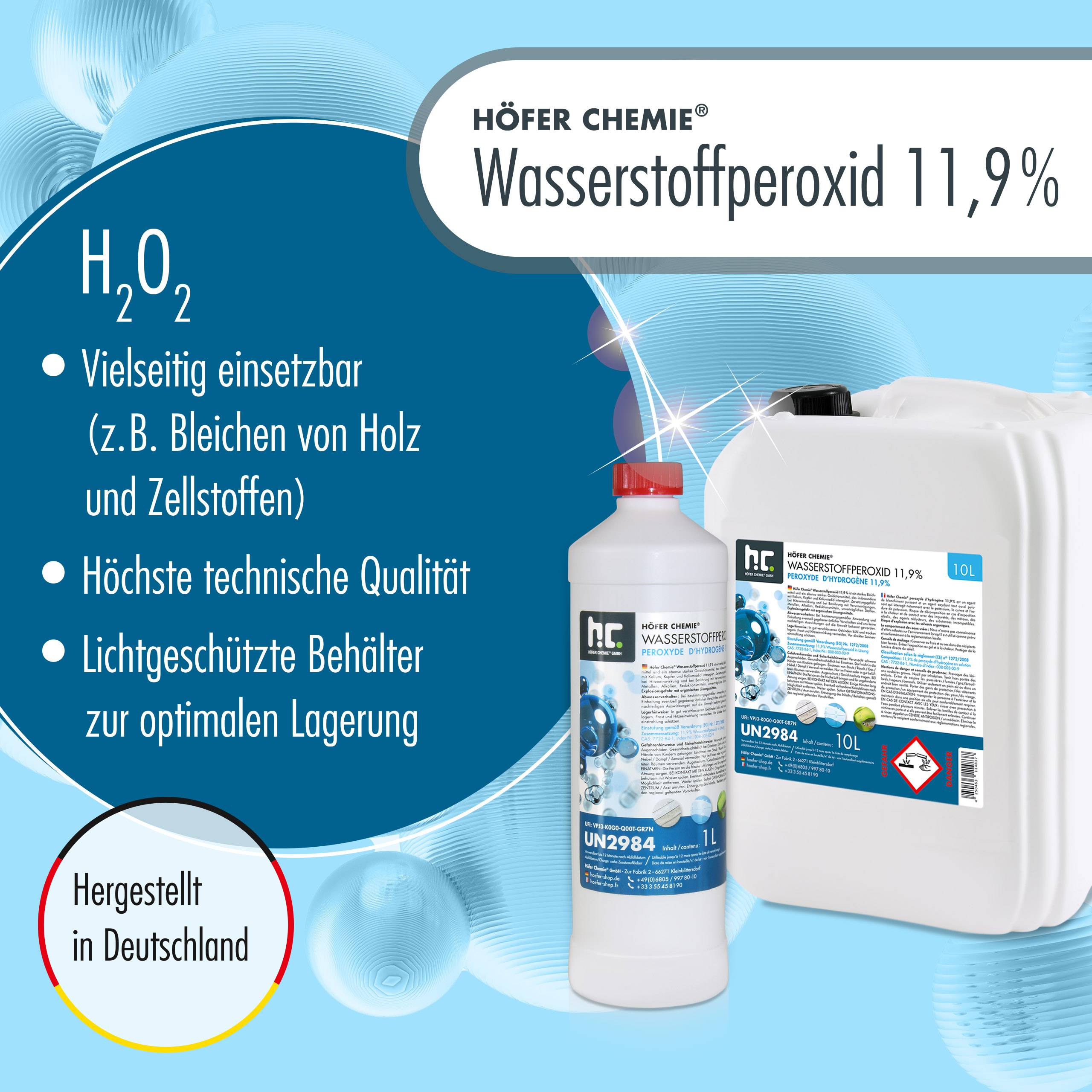 Péroxyde d'hydrogène 11,9 % Höfer Chemie® en bouteille de 1 L x 6 - Imagen 2