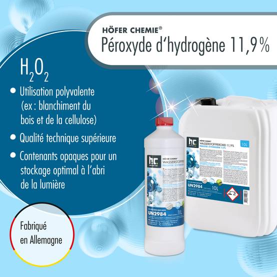 Péroxyde d'hydrogène 11,9 % Höfer Chemie® en bouteille de 1 L x 6 - Image 3