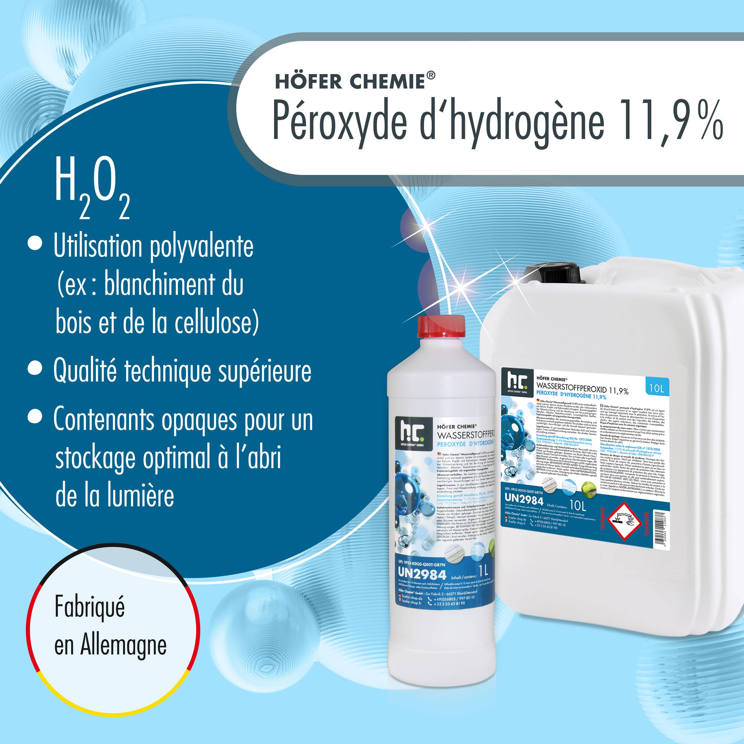 Péroxyde d'hydrogène 11,9 % Höfer Chemie® en bouteille de 1 L x 6 - Imagen 3