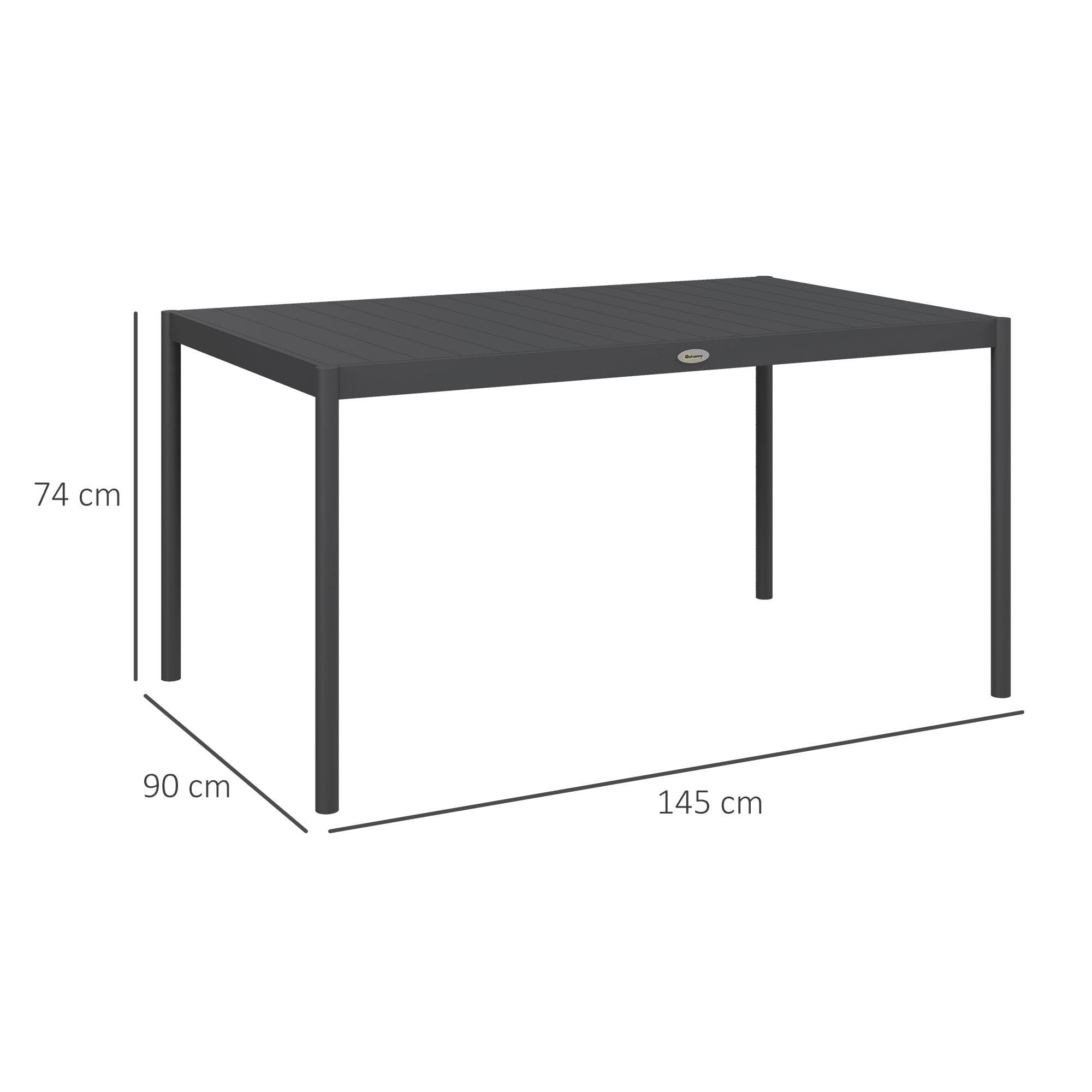 Table de jardin rectangulaire pour 6 personnes en aluminium plateau à lattes dim. 145L x 90l x 74H cm gris - Image 5