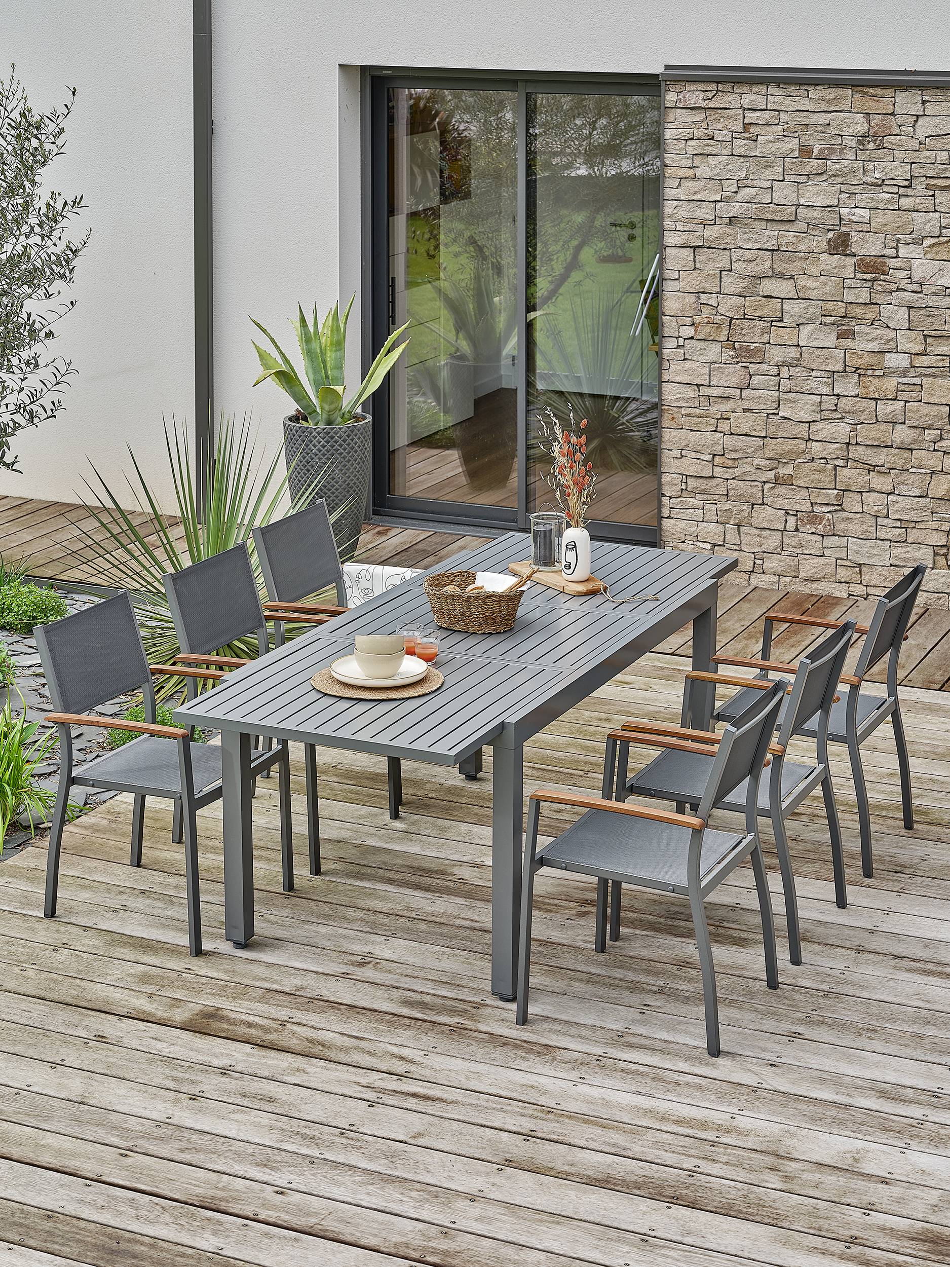 Ensemble repas de jardin ORSINO 6 places - GRIS ANTHRACITE - REMARQUABLE - Image 3