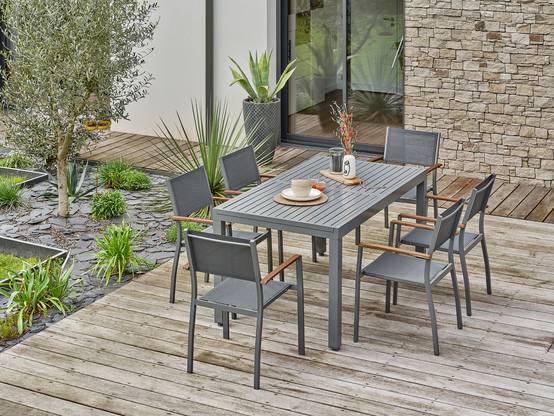 Ensemble repas de jardin ORSINO 6 places - GRIS ANTHRACITE - REMARQUABLE - Image 2