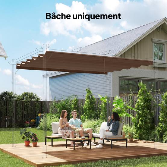 Toile de rechange pergola polyester toit rétractable drainage 3,5x2,6m café - ComfortXL Outdoor Living - Image 3