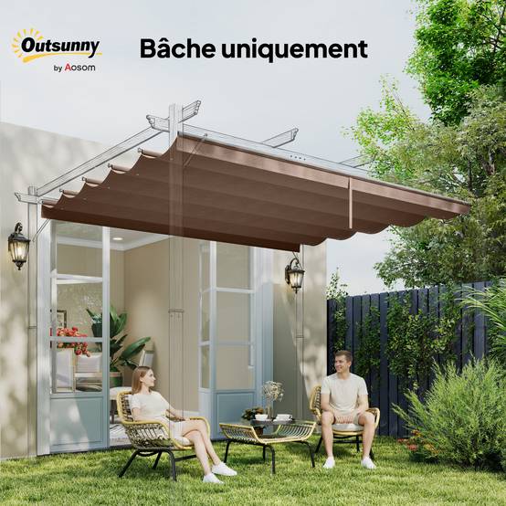 Toile de rechange pergola polyester toit rétractable drainage 3,5x2,6m café - ComfortXL Outdoor Living - Image 9