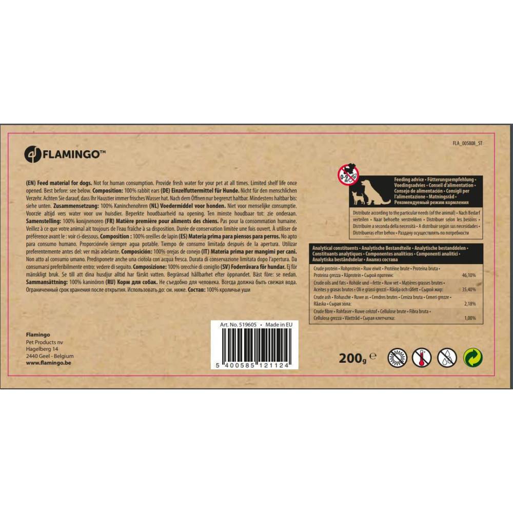 Snack nature Oreilles de lapin 200 g pour chien - Imagen 2