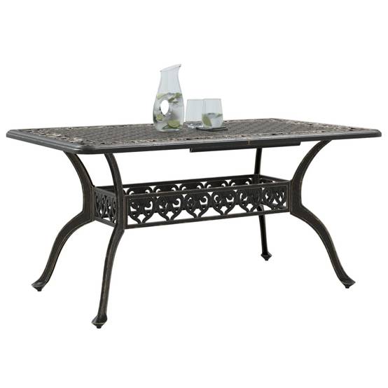 Table de jardin aluminium coulé bronze 150 x 90 x 72 cm - PANGIVO - Image 4
