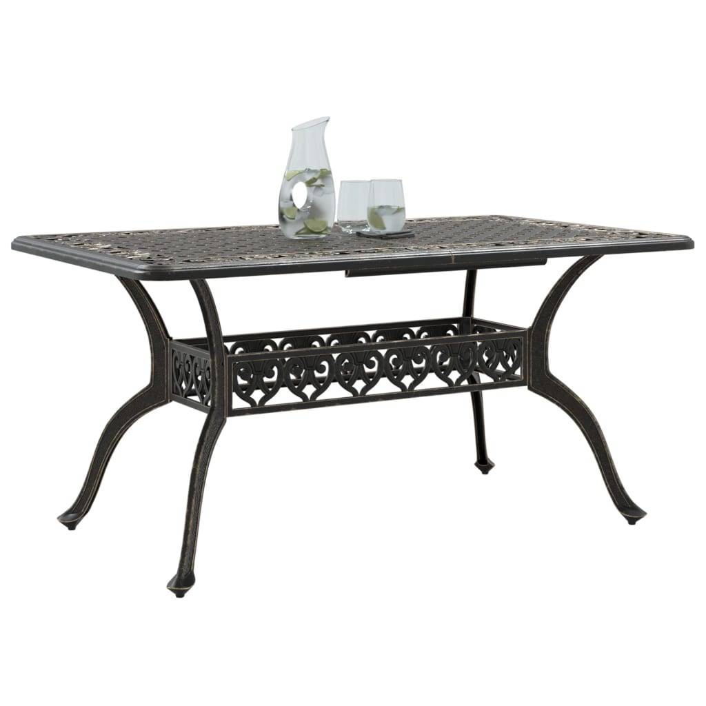 Table de jardin aluminium coulé bronze 150 x 90 x 72 cm - PANGIVO - Image 4