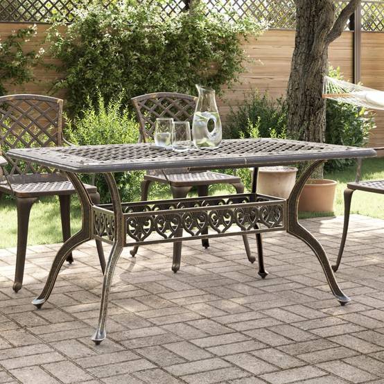 Table de jardin aluminium coulé bronze 150 x 90 x 72 cm - PANGIVO - Image 3
