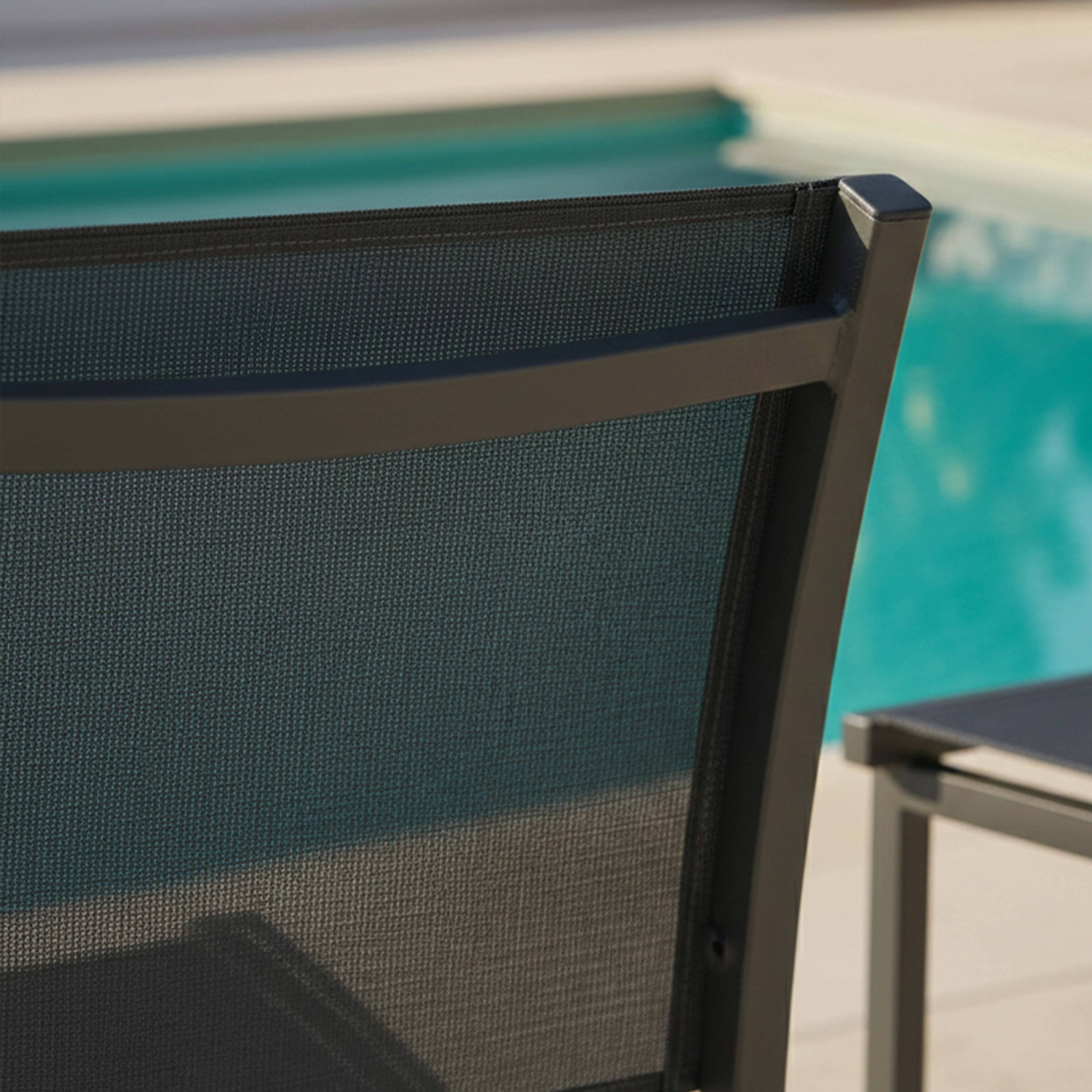 Oviala - Chaise de jardin aluminium et textilène gris Nice - Oviala - Imagen 3