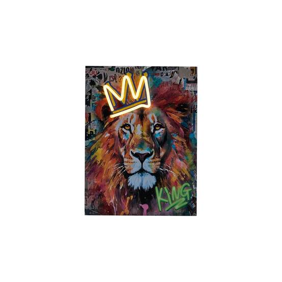 The Home Deco Factory - Tableau LED "Lion" 30x40cm Multicolore - Image 1