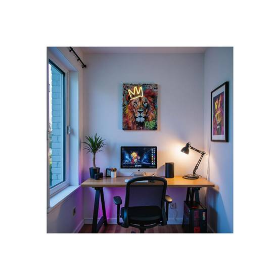 The Home Deco Factory - Tableau LED "Lion" 30x40cm Multicolore - Image 3