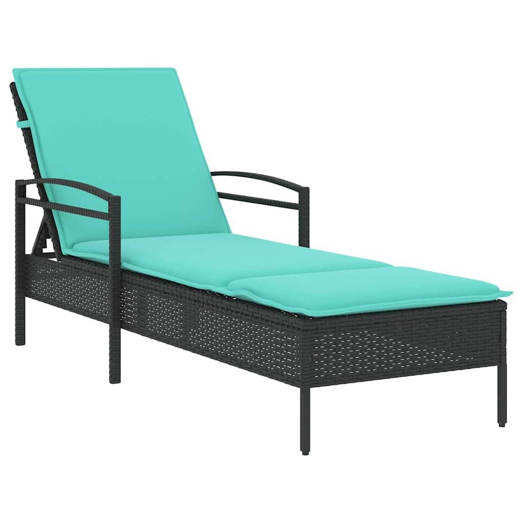 PANGIVO - Transat polyrotin noir avec coussin 63 x 200 x 81 cm - PANGIVO - Image 2