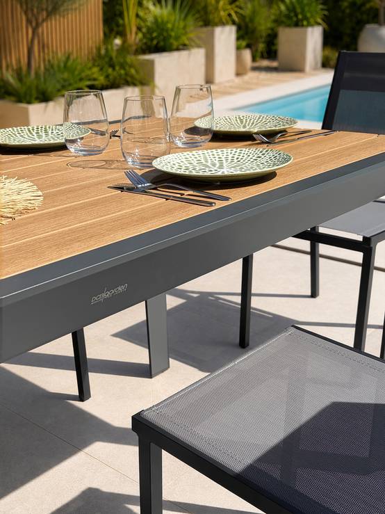 Dcb Garden - Ensemble repas de jardin 6 places en alu - Gris anthracite - TONGA - Image 3