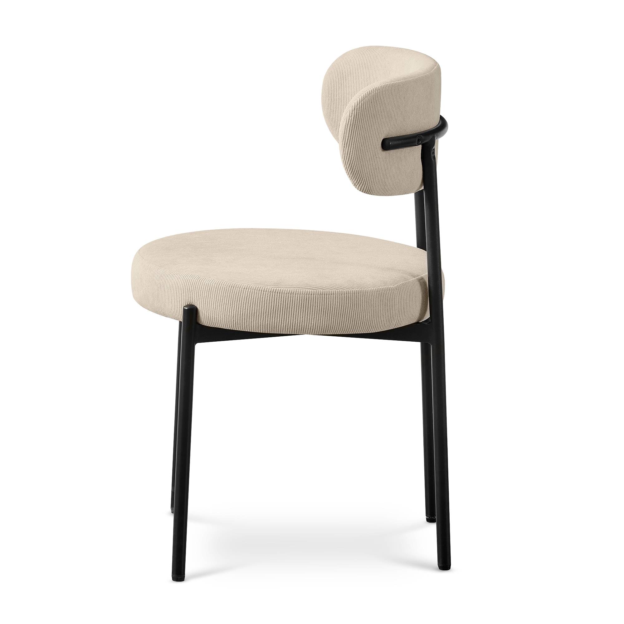 Sicaan Lot de 6 chaises rembourrées velours côtelé beige et pieds métal noir IRIS - Image 4