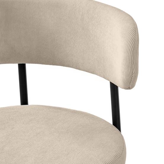 Sicaan Lot de 6 chaises rembourrées velours côtelé beige et pieds métal noir IRIS - Image 7