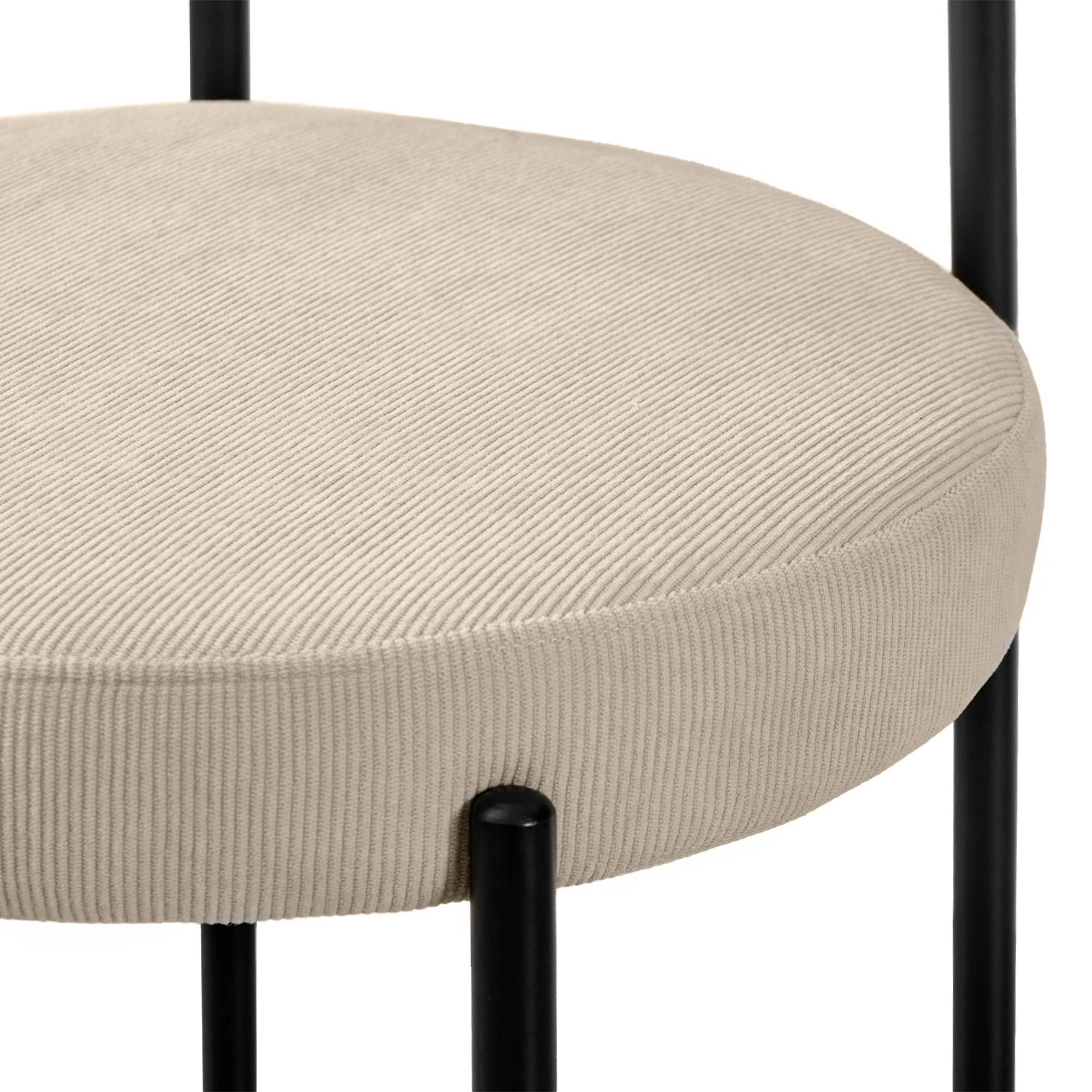 Sicaan Lot de 6 chaises rembourrées velours côtelé beige et pieds métal noir IRIS - Image 6