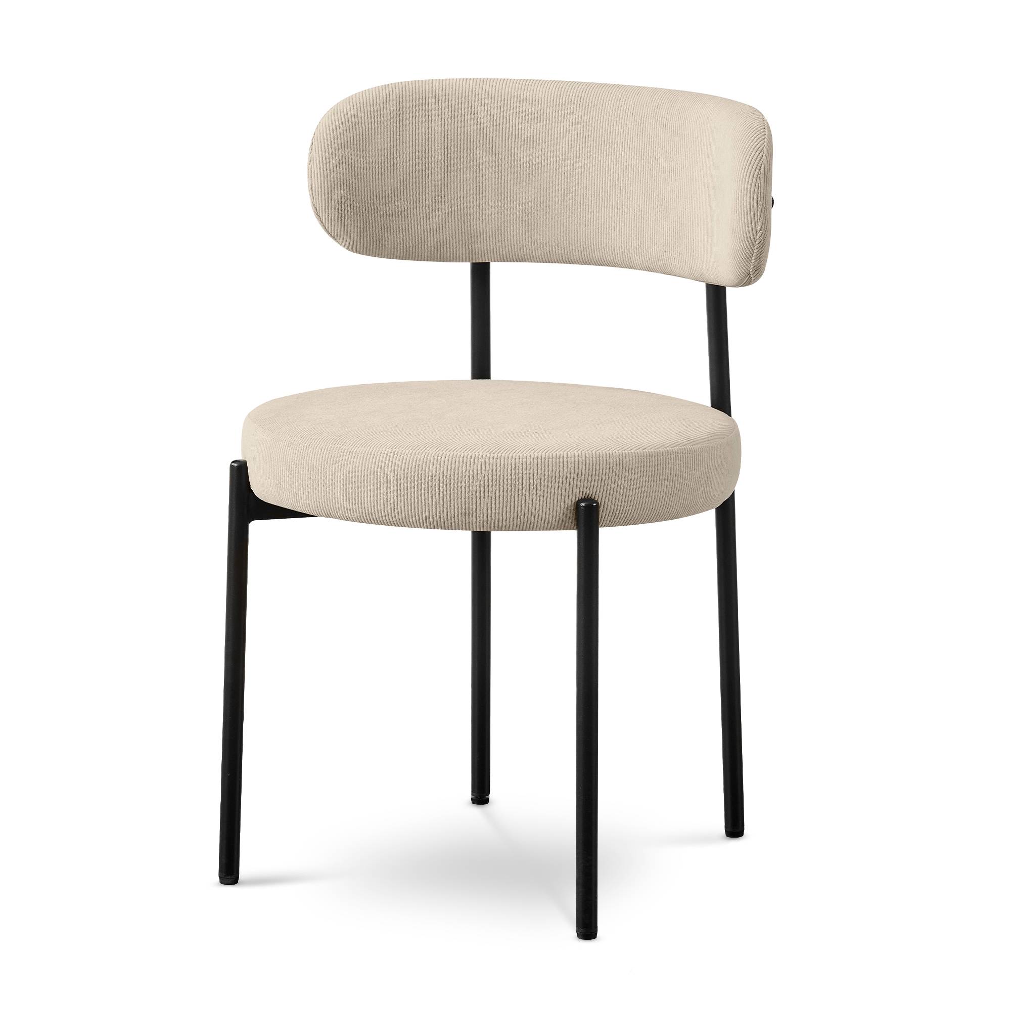 Sicaan Lot de 6 chaises rembourrées velours côtelé beige et pieds métal noir IRIS - Image 3